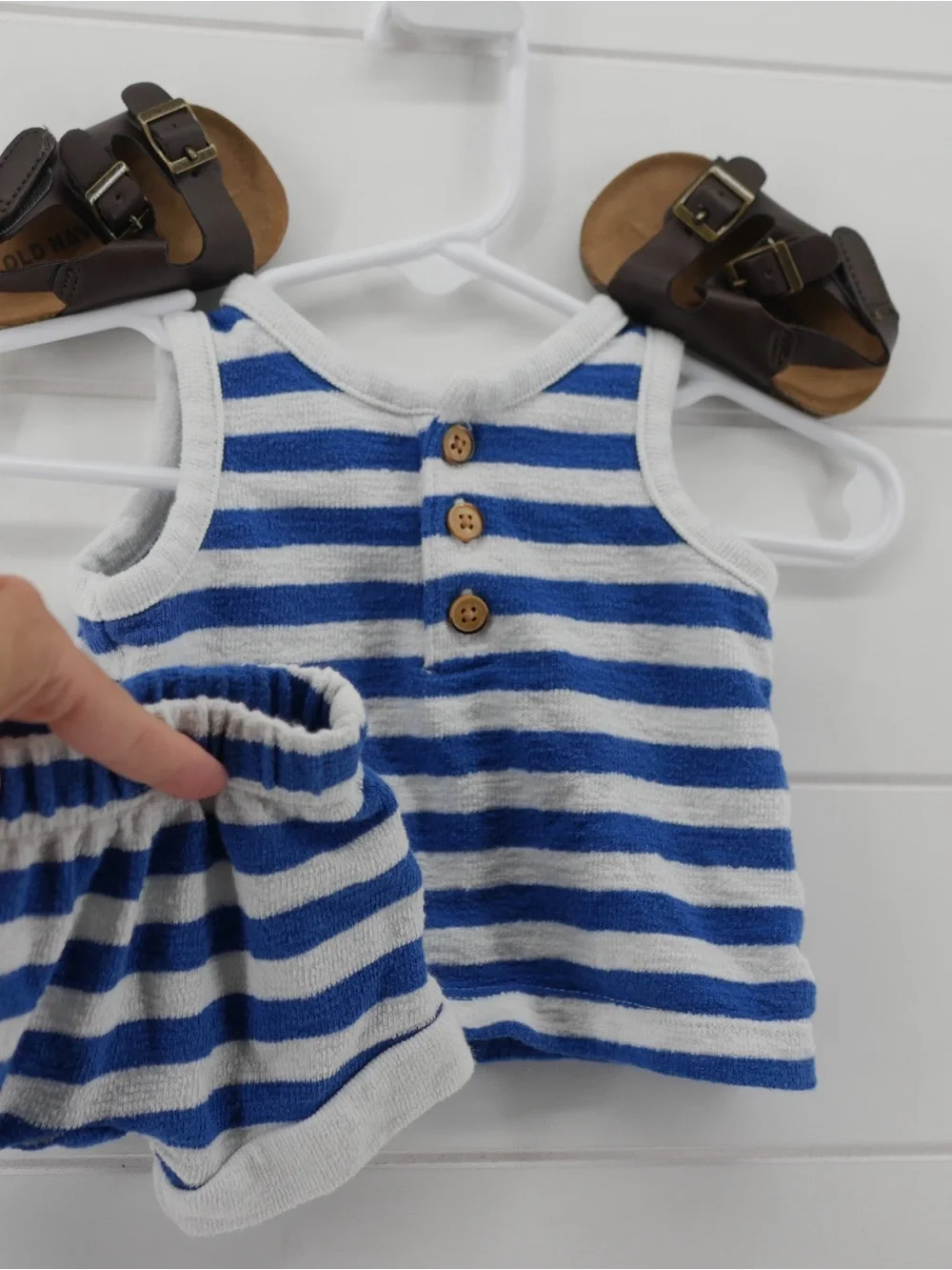 Cat & Jack Blue and White Striped Tank and Shorts Set Newborn boy outfit